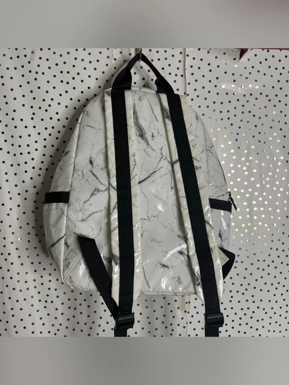 Lesportsac White Marble Print Backpack
